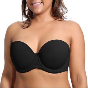 NWT Black Underwire Contour Multiway Full Coverage Strapless Bra Plus Size 36E